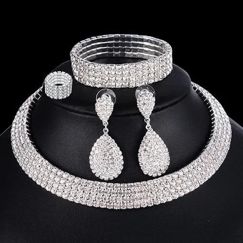 4 PCS Luxury Wedding Bridal Jewelry Sets