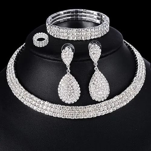 4 PCS Luxury Wedding Bridal Jewelry Sets