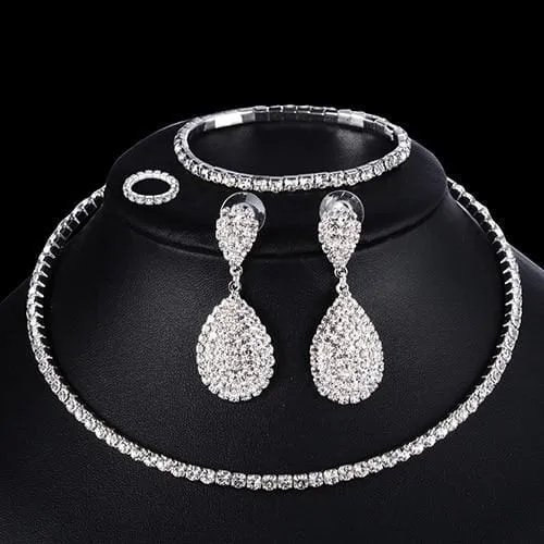 4 PCS Luxury Wedding Bridal Jewelry Sets
