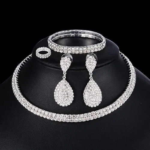4 PCS Luxury Wedding Bridal Jewelry Sets