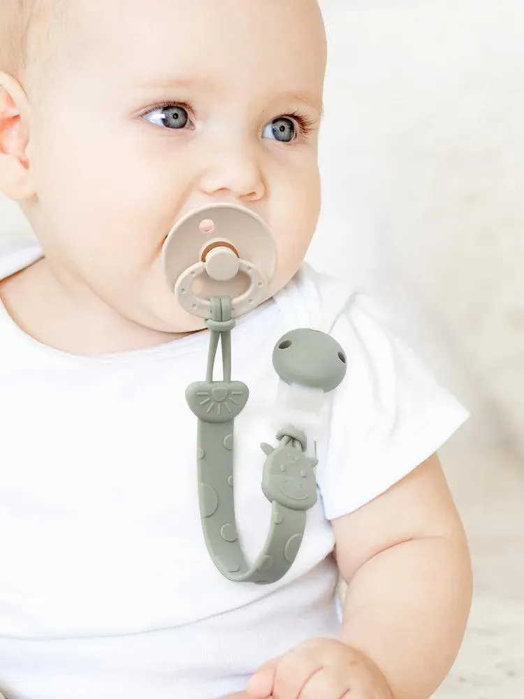 Baby Animals Kid-Proof Silicone Pacifier & Teething Chain Clip
