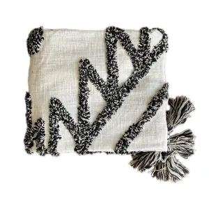 Bohemian Black Cotton Bedding Tufted Throw Blanket