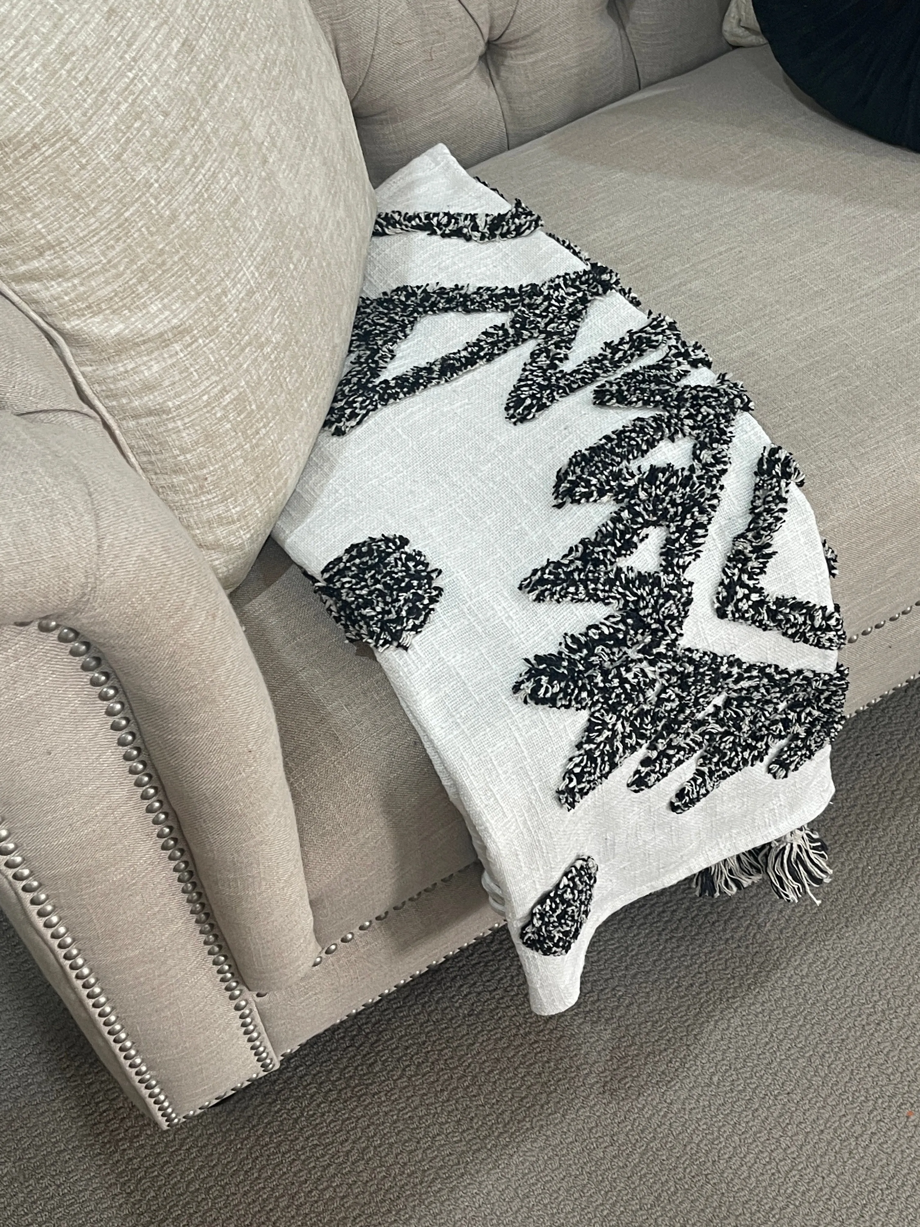 Bohemian Black Cotton Bedding Tufted Throw Blanket