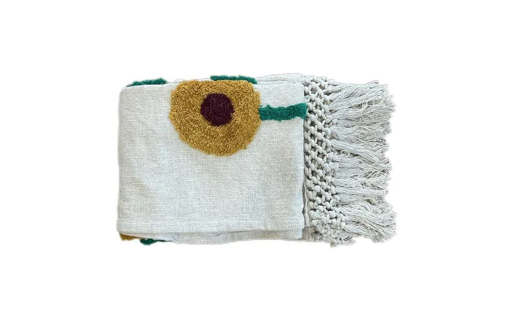 Bohemian Scandinavian Cotton Tufted Bedding Throw Blanket