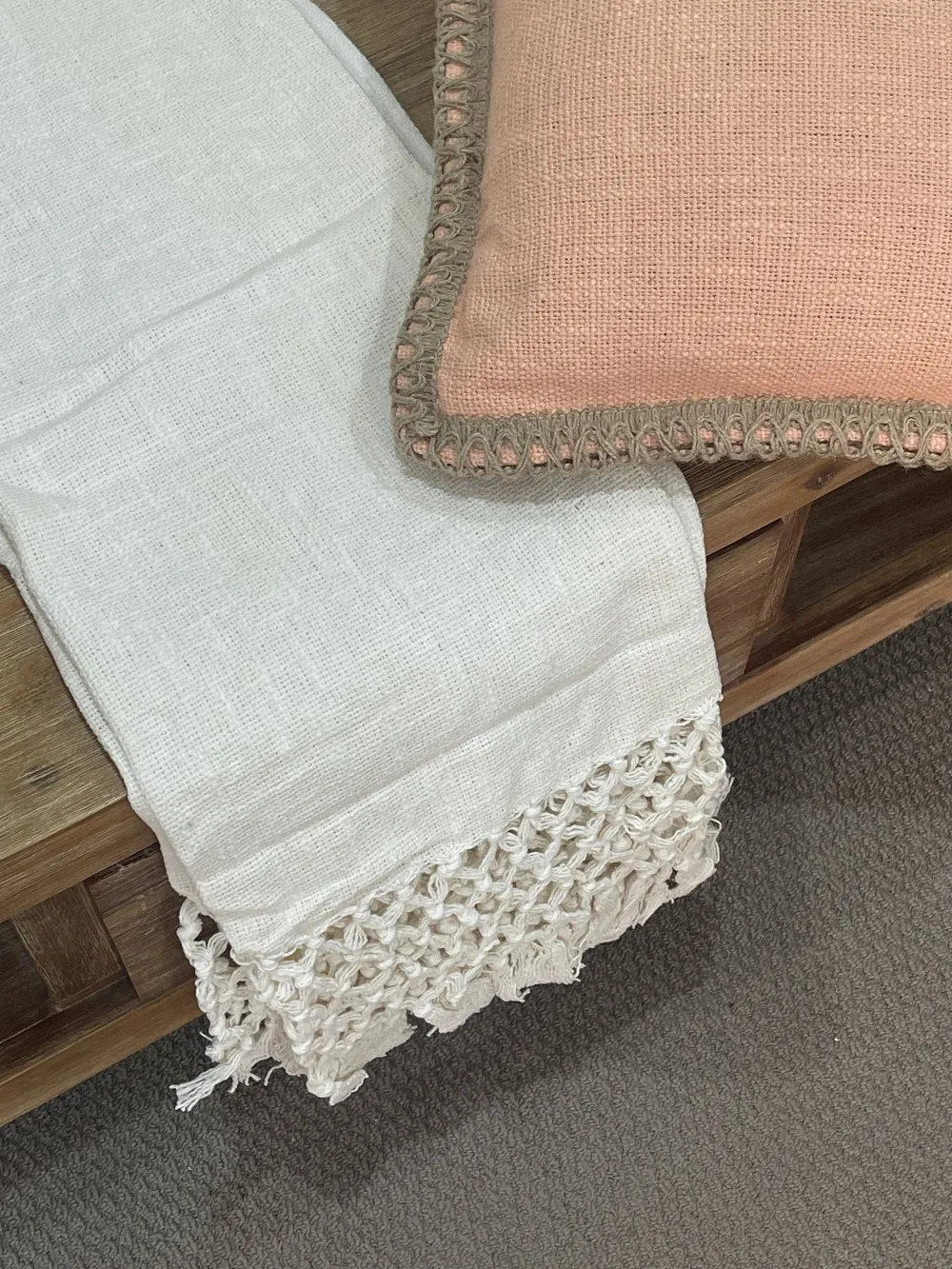 Bohemian White Cotton Bedding Throw Blanket