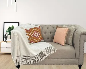Bohemian White Cotton Bedding Throw Blanket