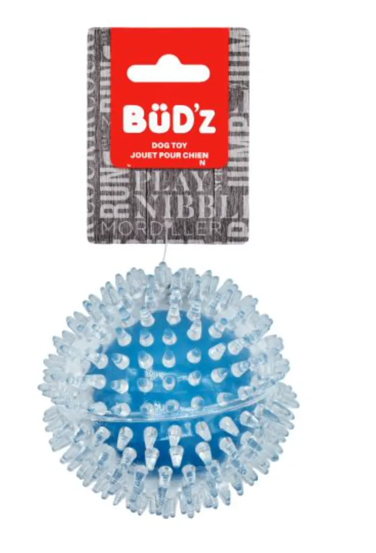 BUD'Z Transparent Spiked Rubber Ball Dog Toy