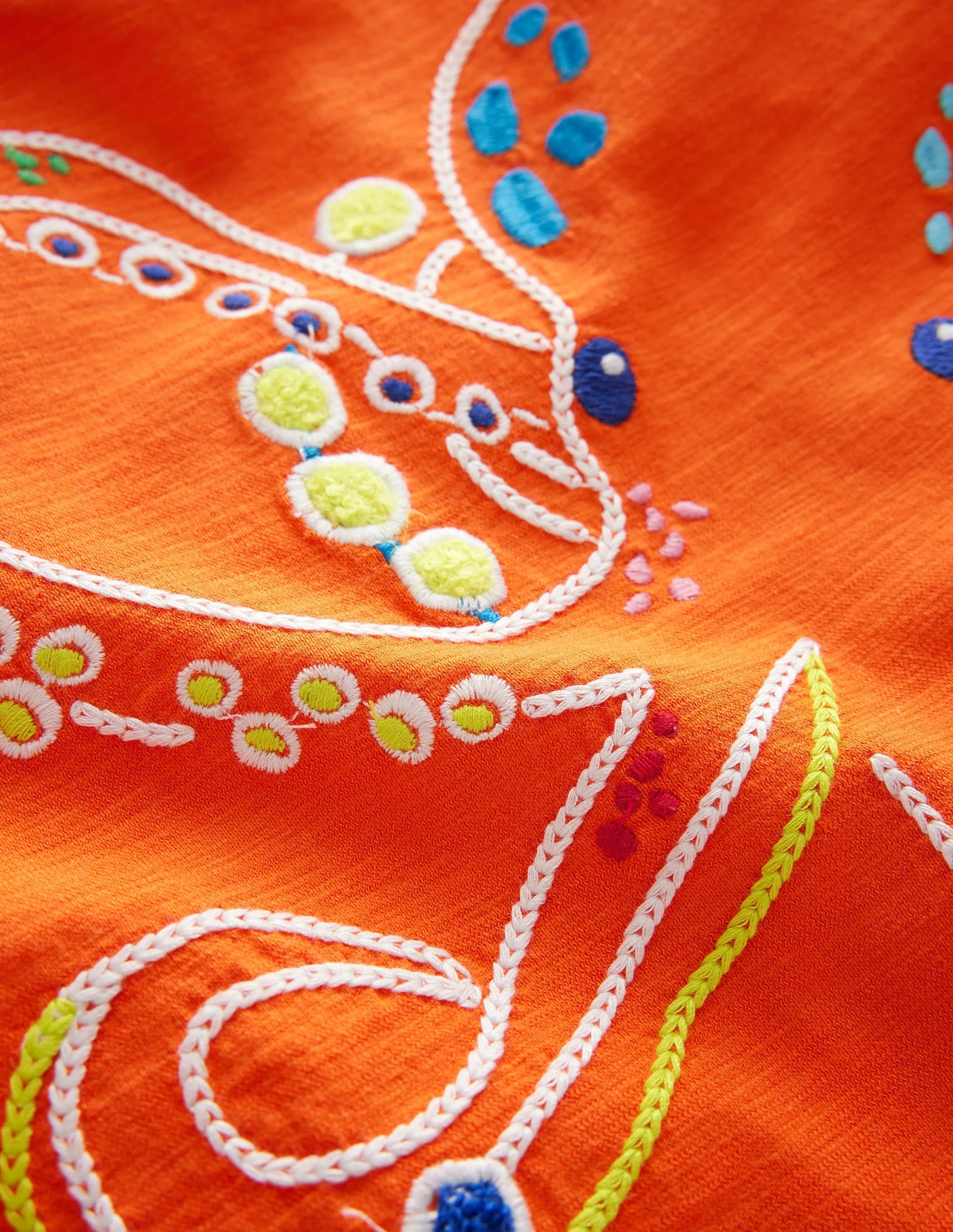 Chain Stitch T-shirt-Fire Opal Octopus