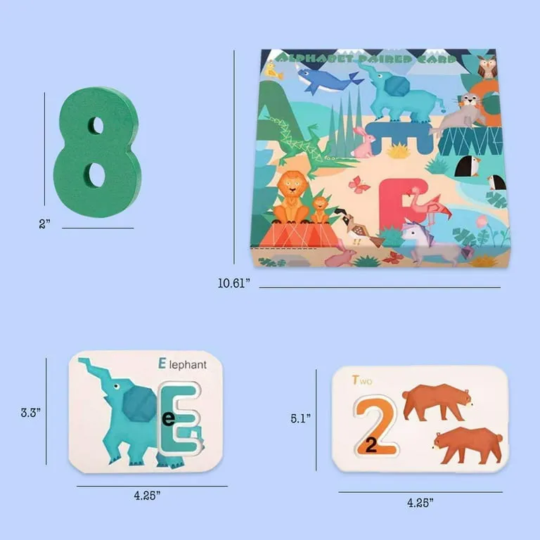 Clover Montessori Toys Set Featuring 36 Double-sided Flash Cards and 37 Wooden Blocks for Toddlers