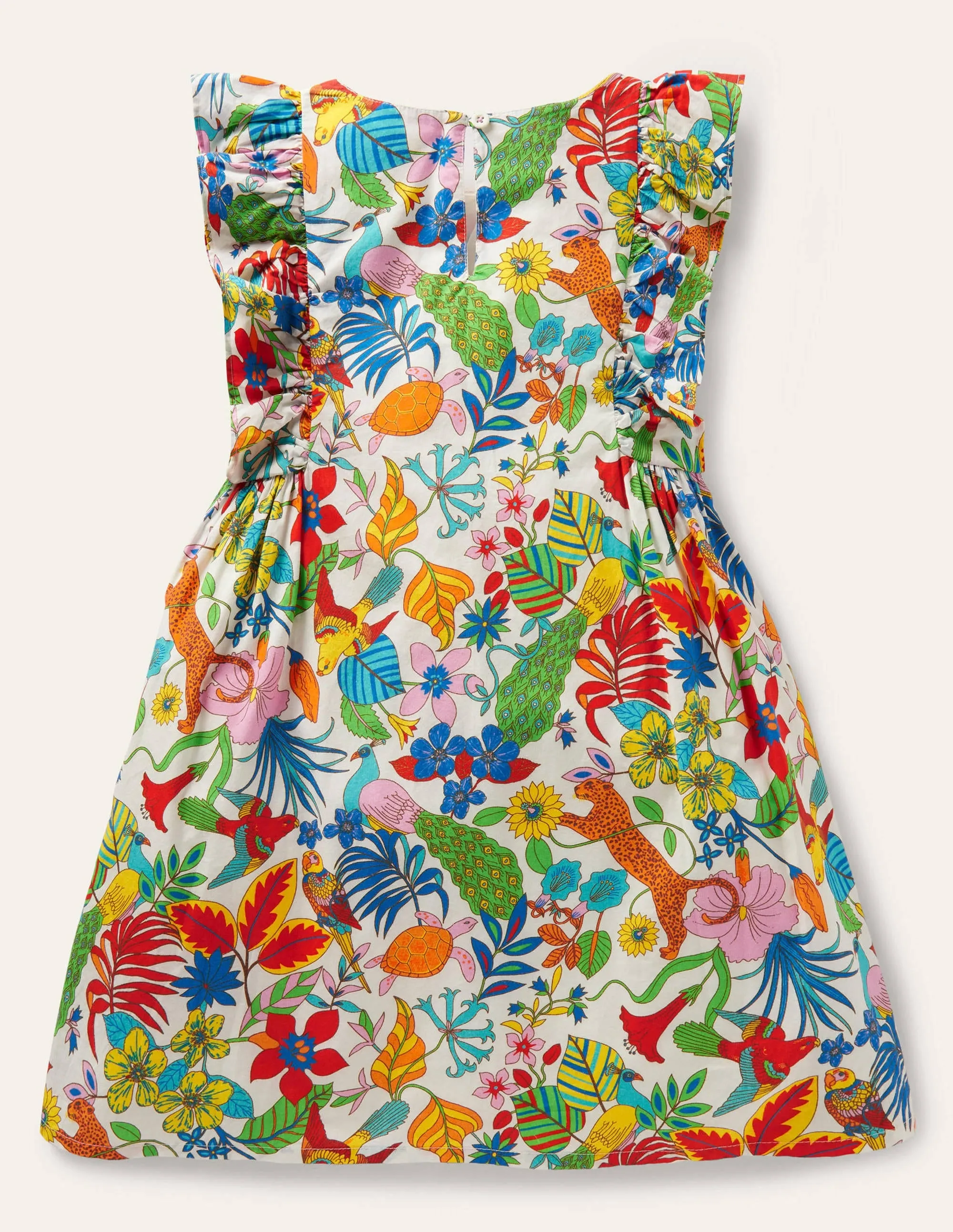 Frill Sleeve Printed Dress-Mini Me Multi Jungle