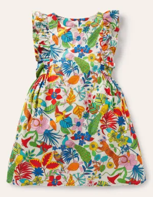 Frill Sleeve Printed Dress-Mini Me Multi Jungle