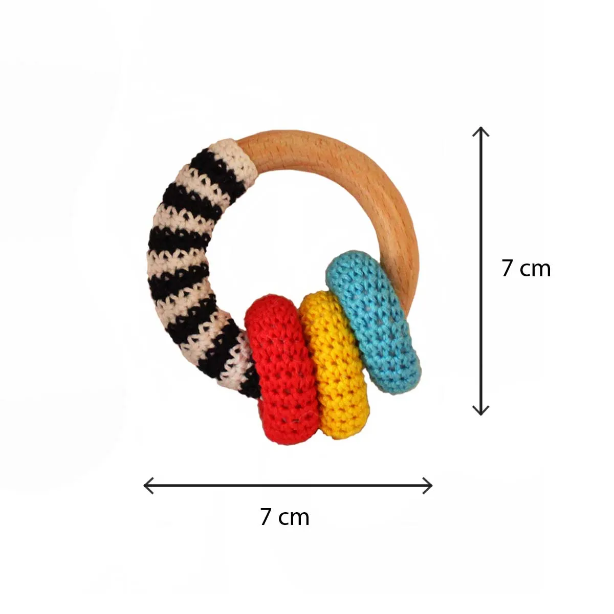 High Contrast Crochet and Wooden Rattles Set for Babies (0 Months )