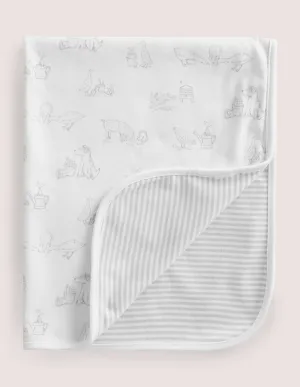 Newborn Jersey Blanket-Ivory/Grey