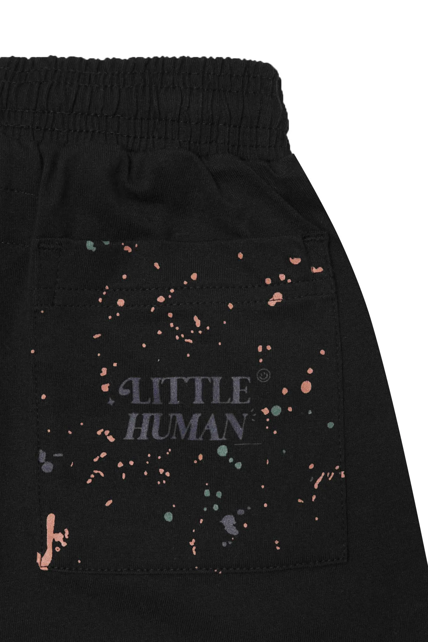 "PAINT SPLAT" LITTLE HUMAN PLEATED SHORTS IN CAVIAR
