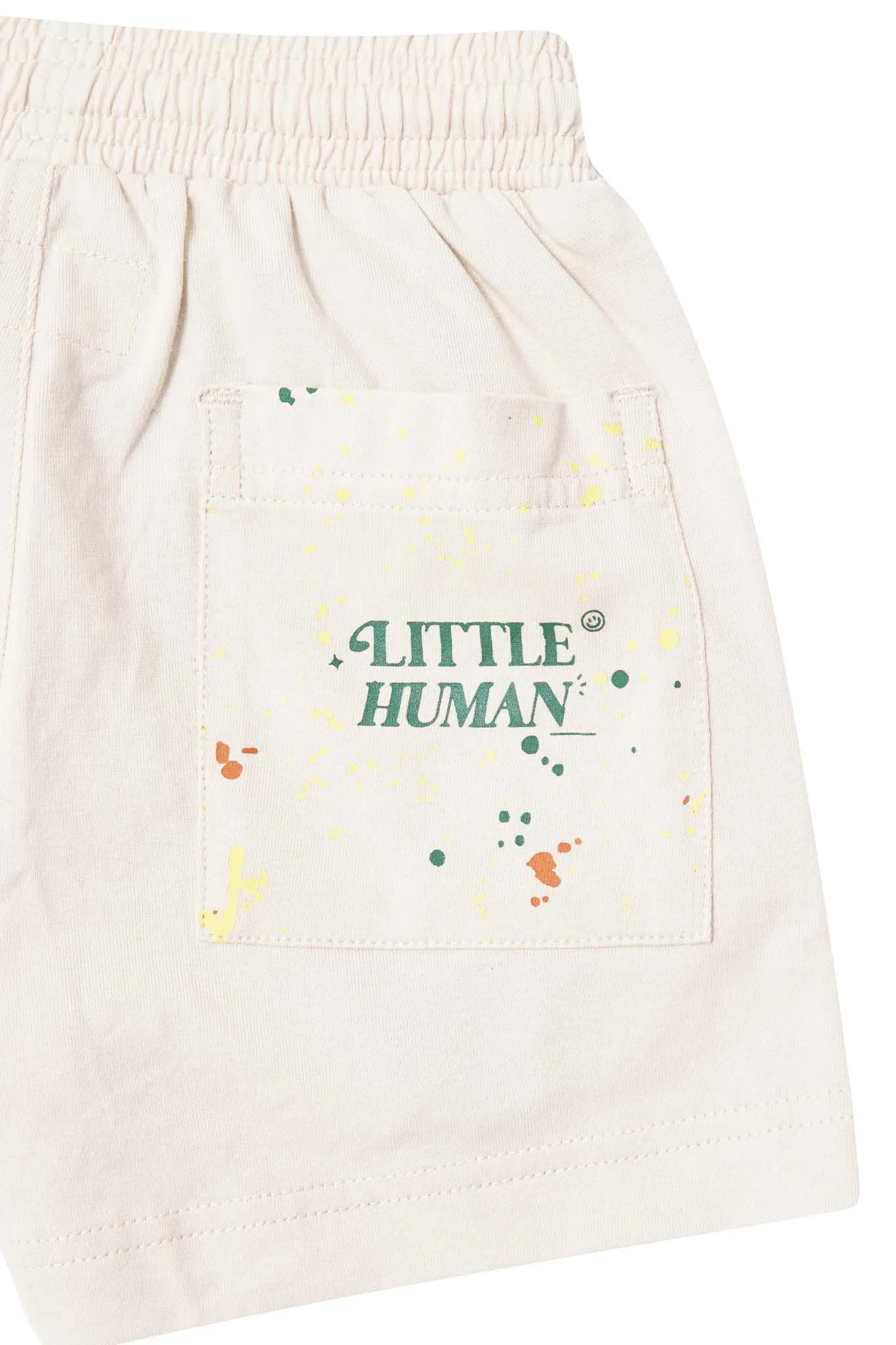 "PAINT SPLAT" LITTLE HUMAN PLEATED SHORTS IN OAT