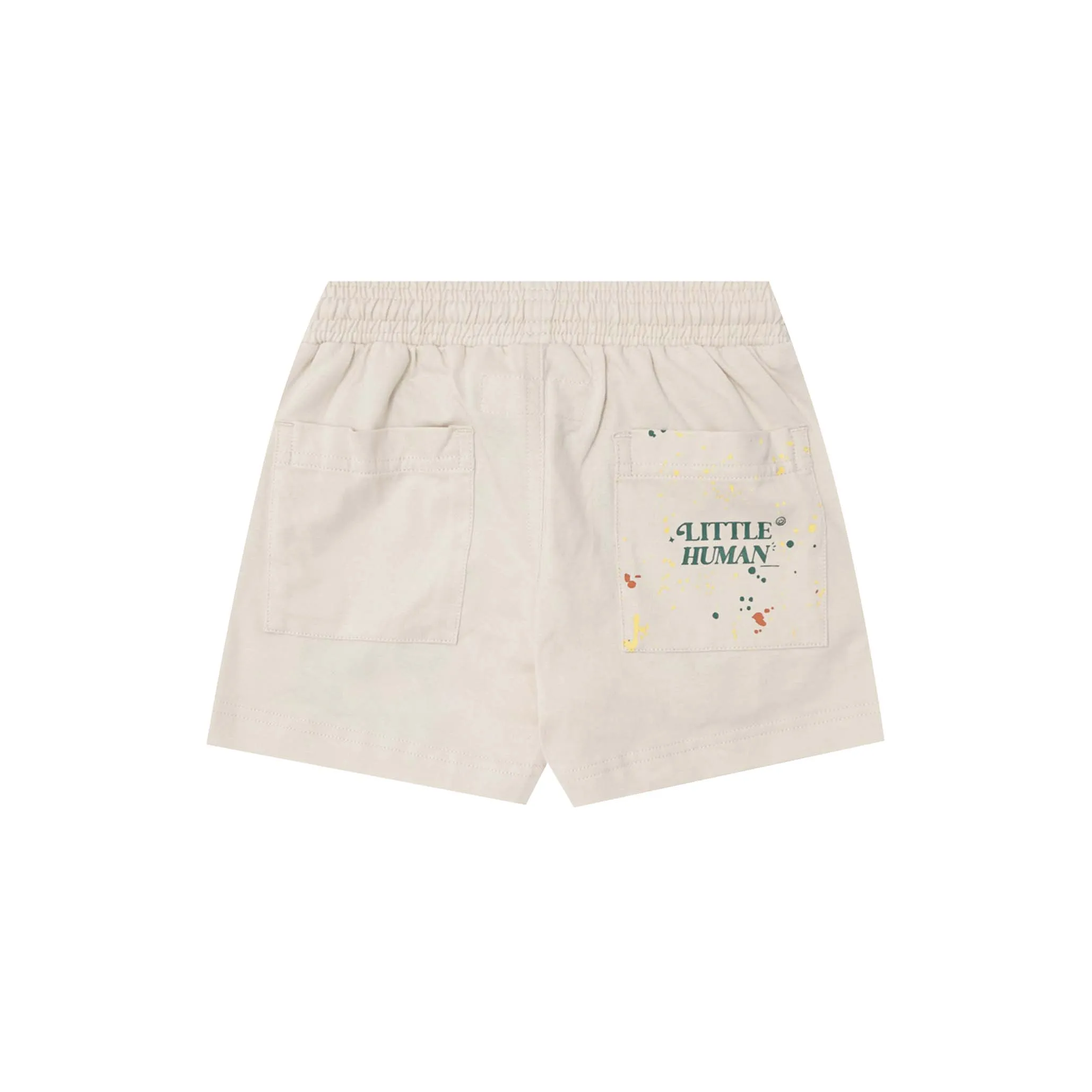 "PAINT SPLAT" LITTLE HUMAN PLEATED SHORTS IN OAT