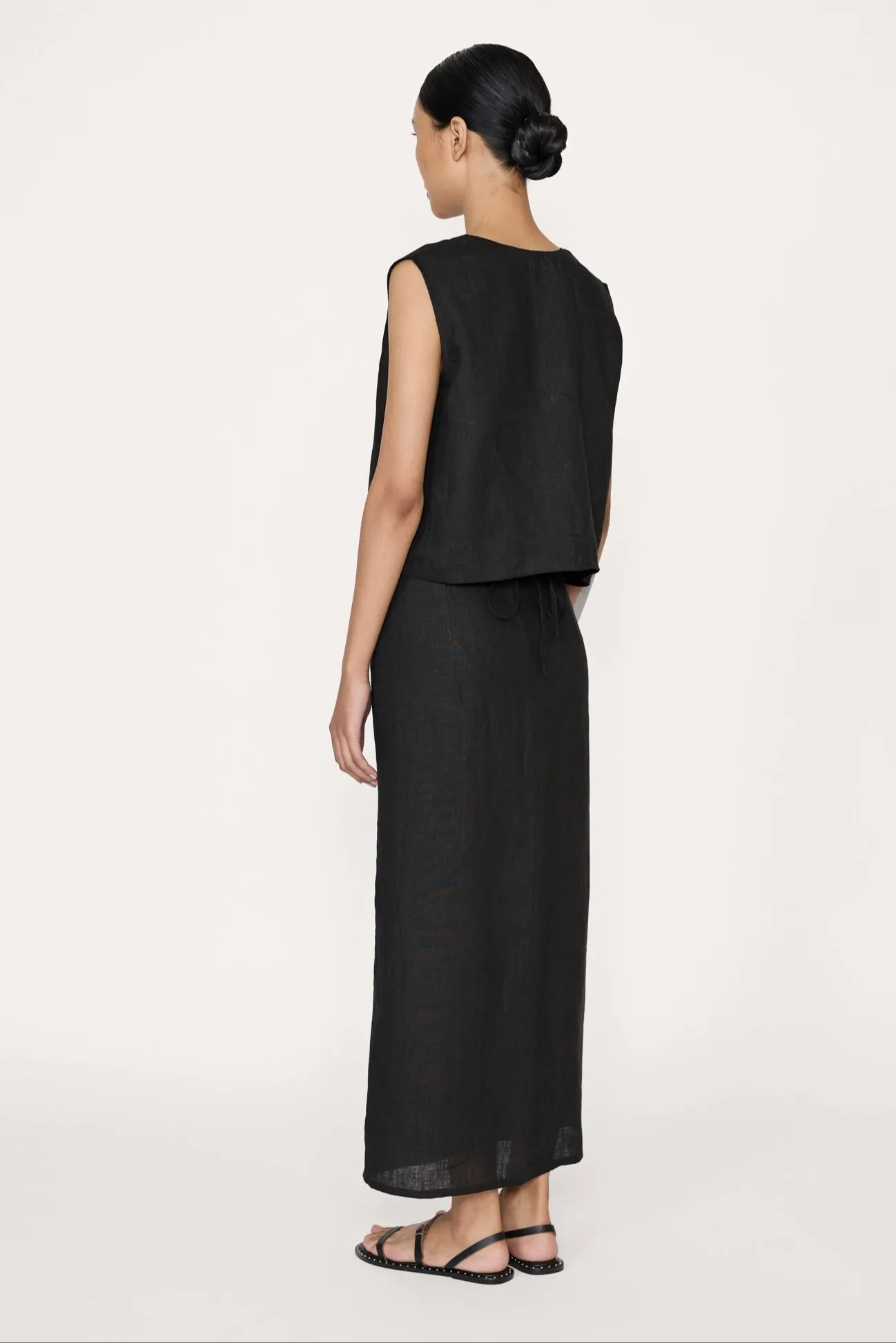 Wrap Skirt - Black Linen