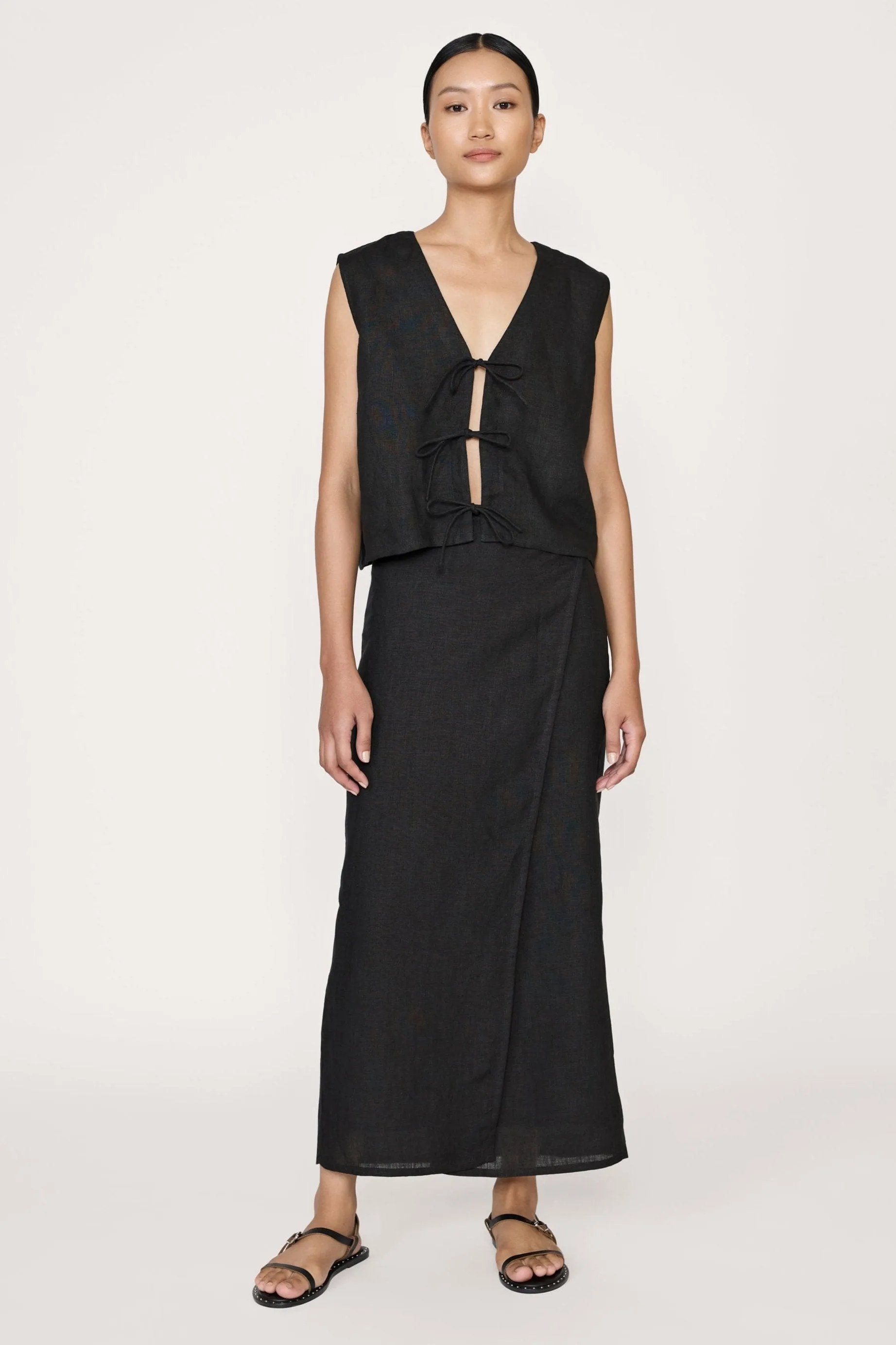 Wrap Skirt - Black Linen
