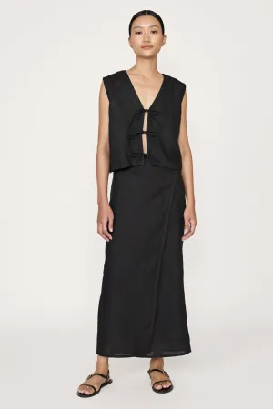Wrap Skirt - Black Linen